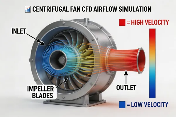 CFD simulation of centrifugal fan airflow